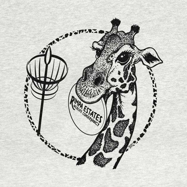 Rimpa Disc Golf Giraffe, BLACK PRINT by Uberfy